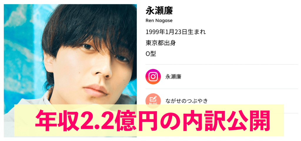 永瀬廉 年収2.2億円の内訳公開